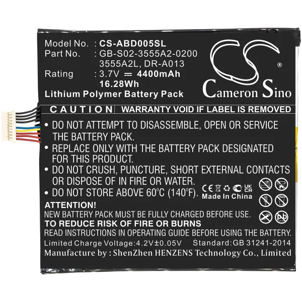 Amazon D01400, kindle Fire Replacement Battery 4400mAh / 16.28Wh