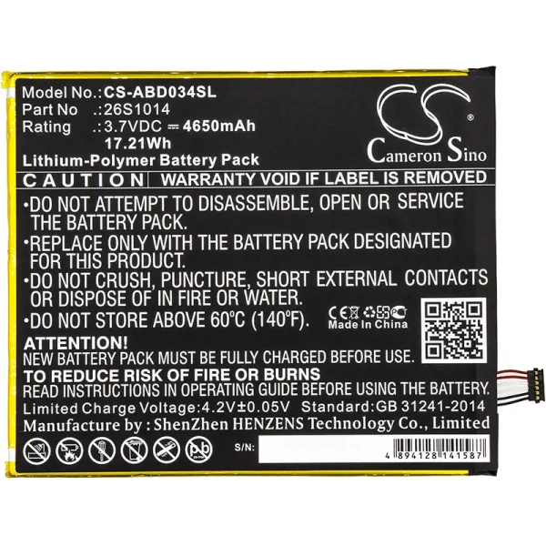 Amazon Kindle Fire 8 7 Generation, Kindle Fire 8.7, Kindle Fire HD8 8TH, L5S83A, SX0340T, SX034QT Replacement Battery 4650mAh / 17.21Wh