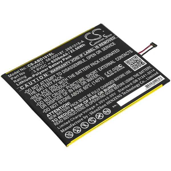 Amazon Kindle Fire HD 10.1, Kindle Fire HD 10.1 7th, SL056ZE Replacement Battery 6200mAh / 23.56Wh - Image 3