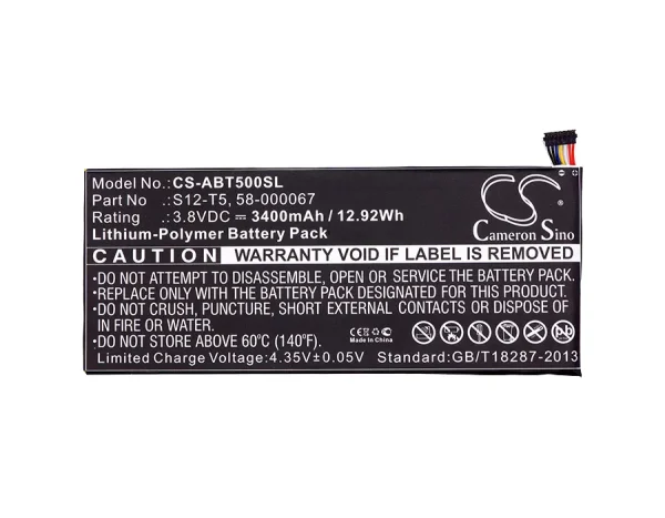 Amazon 58-000067, 58-000067(1ICP4/59/139), S12-T5, S12-T5-A Replacement Battery 3400mAh / 12.92Wh