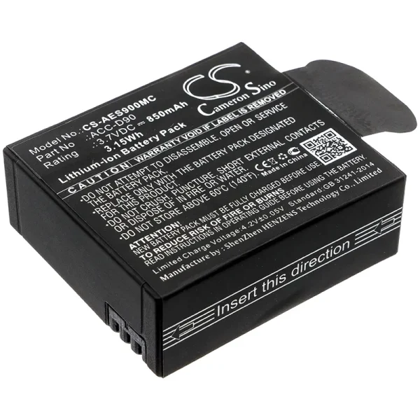 AEE D90, LyfeS72, LyfeSilver, LyfeTitan, S90, S91B Series Replacement Battery 850mAh / 3.15Wh - Image 2