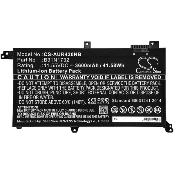 Asus VivoBook S14 S430FA, S430FN, S430UA, S430UF Series Replacement Battery 3600mAh / 41.58Wh