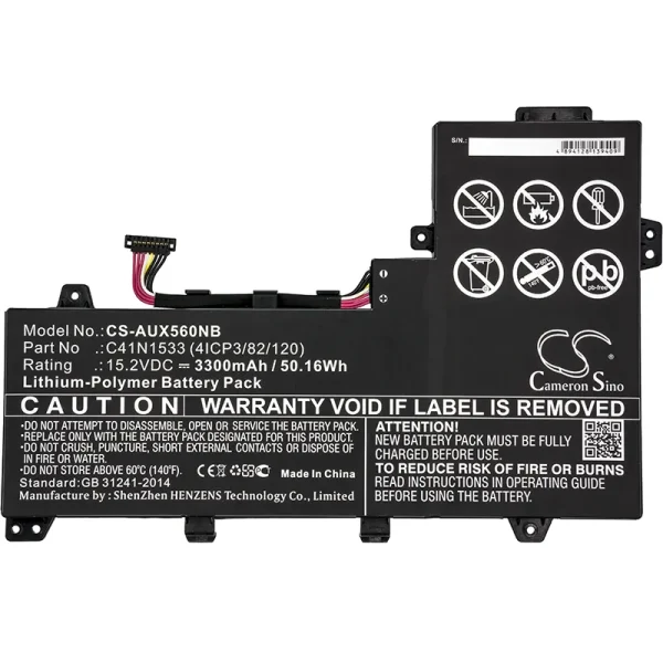 Asus Q524U, Q524UQ-BBI7T14, Q534U, Q534UX-B, UX560UQ Replacement Battery 3300mAh / 50.16Wh