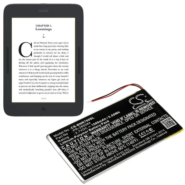 Barnes & Noble BNRV700, GlowLight Plus 7.8 Replacement Battery 1500mAh / 5.55Wh - Image 3