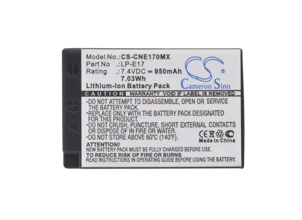 Canon EOS 200D, EOS 250D, EOS 750D, EOS 760D, EOS 770D, EOS 77D Series Replacement Battery 950mAh / 7.03Wh