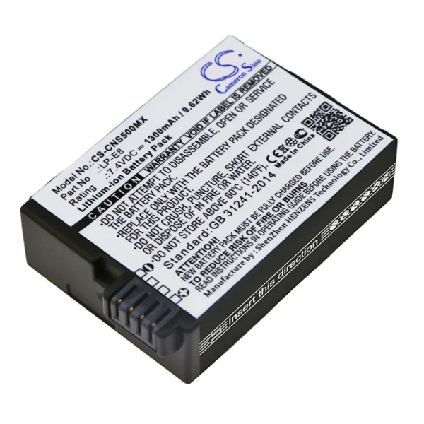 Canon EF-S, EOS 550D, EOS 600D, EOS 650D, EOS 700D, EOS Kiss X4 Series Replacement Battery 1300mAh / 9.62Wh - Image 3