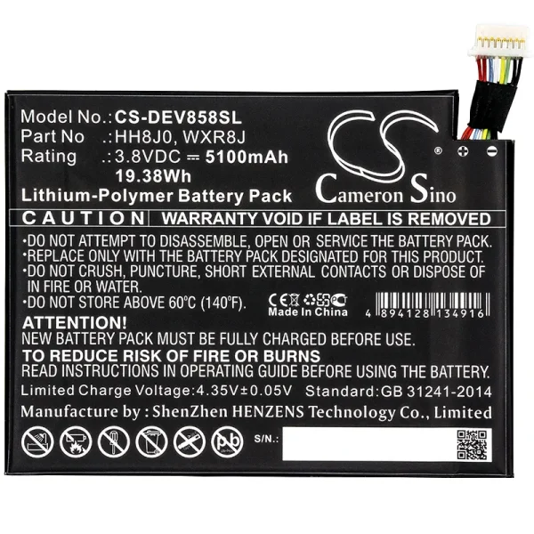 DELL Venue 8 Pro 5855 Replacement Battery 5100mAh / 19.38Wh