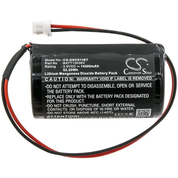 DSC PGX901, PGX911, PowerG PG9911, PowerG PG9911 Siren, PowerG wireless PG9901 sirens, PowerG wireless PG9911 sirens Series Replacement Battery 14500mAh / 52.20Wh