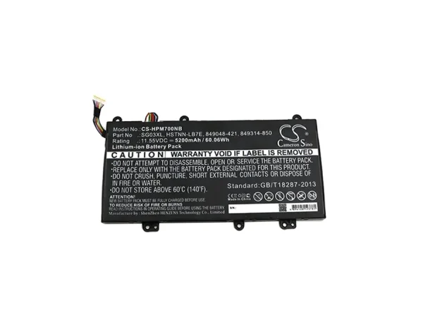 HP ENVY 17T-U000, Envy M7U Series Replacement Battery 5200mAh / 60.06Wh