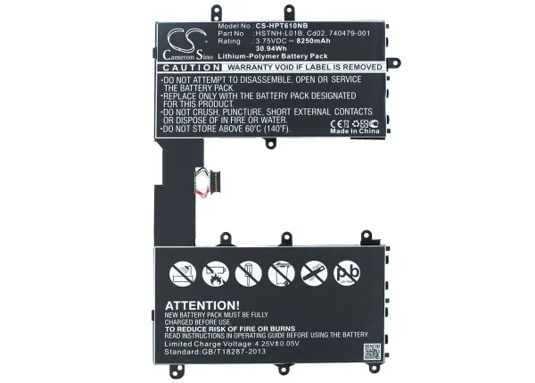 HP F4W59EA, HSTNH-Q12C, Omni 10, Omni 10 5600eg, Omni 10 5600us, Pro Tablet 610, Pro Tablet 610 G1 10.1", Tablet 610 G1 Replacement Battery 8250mAh / 30.94Wh