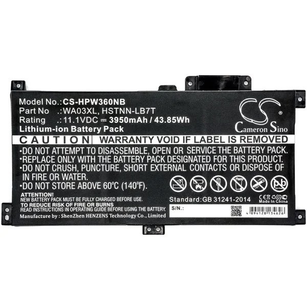 HP Pavilion X360 15-BR000 Series Replacement Battery 3950mAh / 43.85Wh