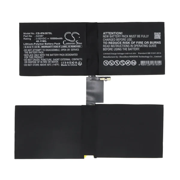 Apple A2378, A2379, A2461, A2462, iPad Pro 12.9 2021, iPad Pro 5th Gen 12.9 2021 Replacement Battery 10500mAh / 40.11Wh