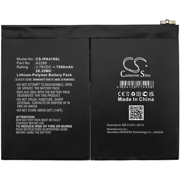 Apple iPad Air 4 10.9" 2020 Replacement Battery 7500mAh / 28.35Wh