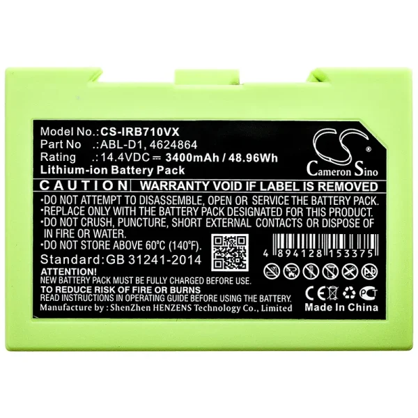 iRobot 7150, i31502F, i8550, Roomba 5150, Roomba 7550 Series Replacement Battery 3400mAh / 48.96Wh