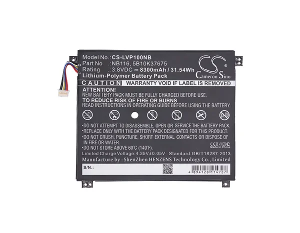 Lenovo IdeaPad 100S, IdeaPad 100S-11IBY, IdeaPad 100S-11IBY 80R2, IdeaPad 100S-11IBY 80R2002HGE Series Replacement Battery 8300mAh / 31.54Wh