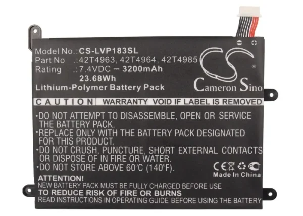 Lenovo ThinkPad 1838, ThinkPad 1838 10.1, ThinkPad 1838-22U, ThinkPad 1838-25U Replacement Battery 3200mAh/23.68Wh