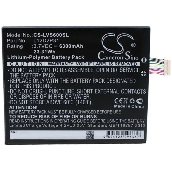 Lenovo IdeaPad S2110A, IdeaTab S2110, IdeaTab S2110AF Replacement Battery 6300mAh / 23.31Wh