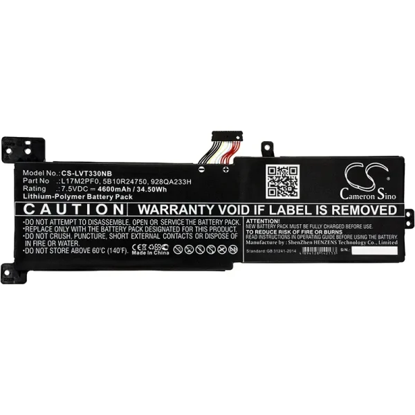 Lenovo IdeaPad 330, IdeaPad 330-15ARR, IdeaPad 330-15ARR-81D2005CUS, IdeaPad 330-15ARR-81D2005JGE Series Replacement Battery 4600mAh / 34.50Wh