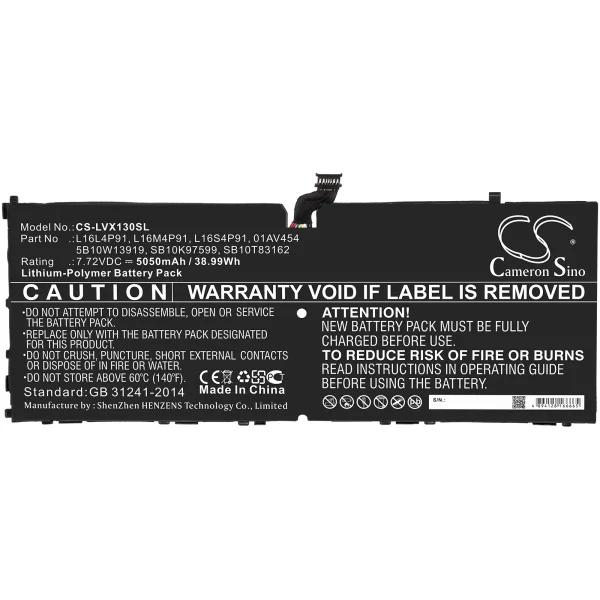 Lenovo ThinkPad X1 3rd Replacement Battery 5050mAh / 38.99Wh