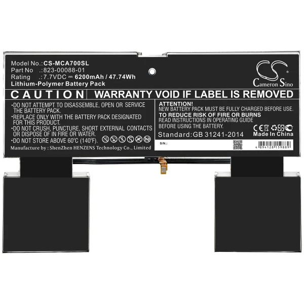 Microsoft Surface A70 Replacement Battery 6200mAh / 47.74Wh