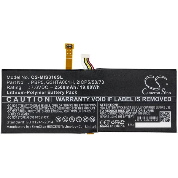 Microsoft SurfaceBook with Performance b Replacement Battery 2500mAh / 19.00Wh