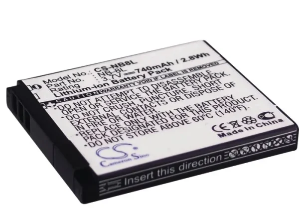 Canon PowerShot A2200, PowerShot A3000, PowerShot A3000 IS, PowerShot A3100, PowerShot A3100 IS Series Replacement Battery 740mAh - Image 3