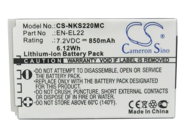 Nikon 1 J4, 1 S2 Series Replacement Battery 850mAh / 6.12Wh