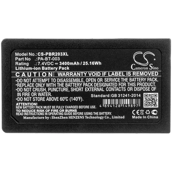 Brother RJ-2030, RJ-2050, RJ-2140, RJ-2150 Replacement Battery 3400mAh / 25.16Wh