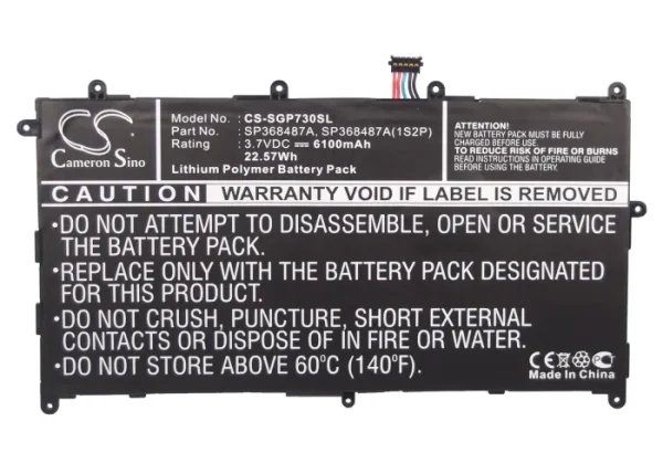 Samsung Galaxy Tab 8.9, GT-P7300, GT-P7310, GT-P7320 Replacement Battery 6100mAh / 22.57Wh