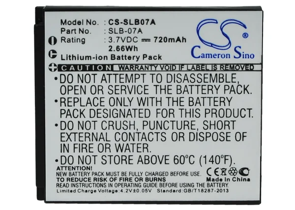 Samsung ST50, ST500, ST550, ST600, TL100, TL205 Series Replacement Battery 720mAh / 2.66Wh