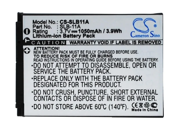 SamsungEX1, ST1000, ST5000, TL240, TL320, TL350 Series Replacement Battery 1050mAh/3.9Wh