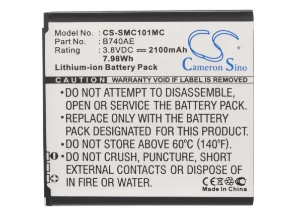 Samsung Galaxy K, Galaxy S4 Zoom LTE, Galaxy S4 Zoon, NX Mini, S4 Zoom, SM-C101 Series Replacement Battery 2100mAh / 7.98Wh