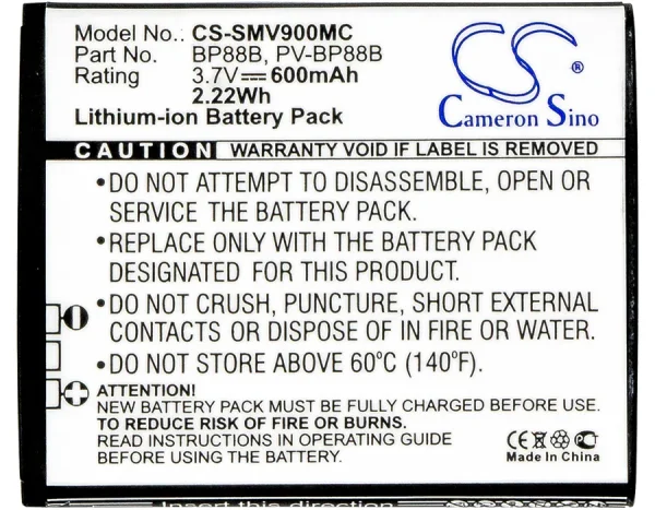 Samsung EC-MV900FBPWUS, MV900, MV900F Series Replacement Battery 600mAh