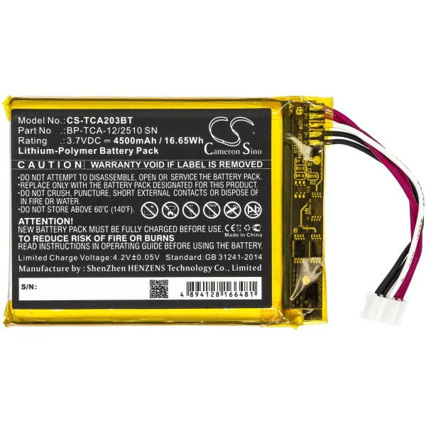 Technicolor TCA203, TCA203COMG Series Replacement Battery 4500mAh / 16.65Wh