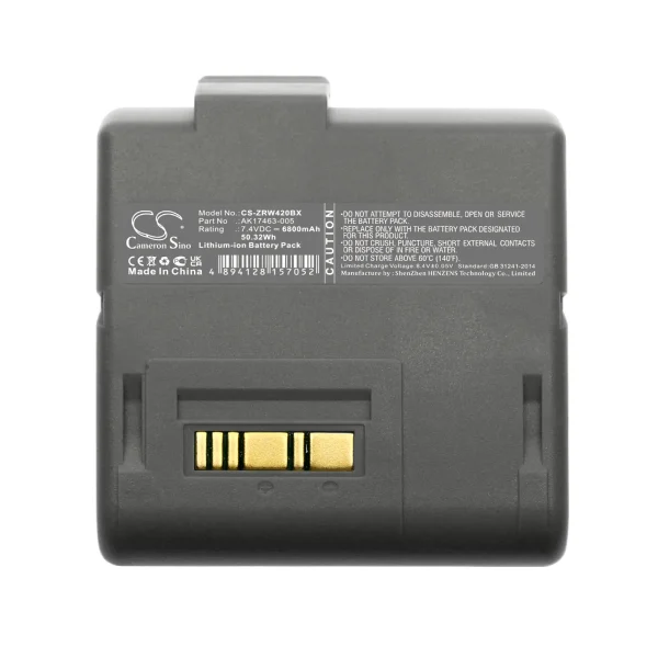 Zebra L405, RW420, RW420 EQ Replacement Battery 6800mAh / 50.32Wh