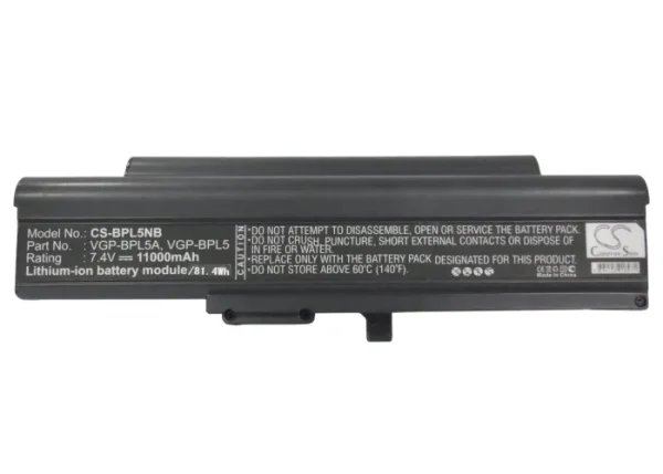 Sony VAIO VGN-TX15C/W, VAIO VGN-TX16C, VAIO VGN-TX16C/W, VAIO VGN-TX16GP/W Series Replacement Battery 11000mAh