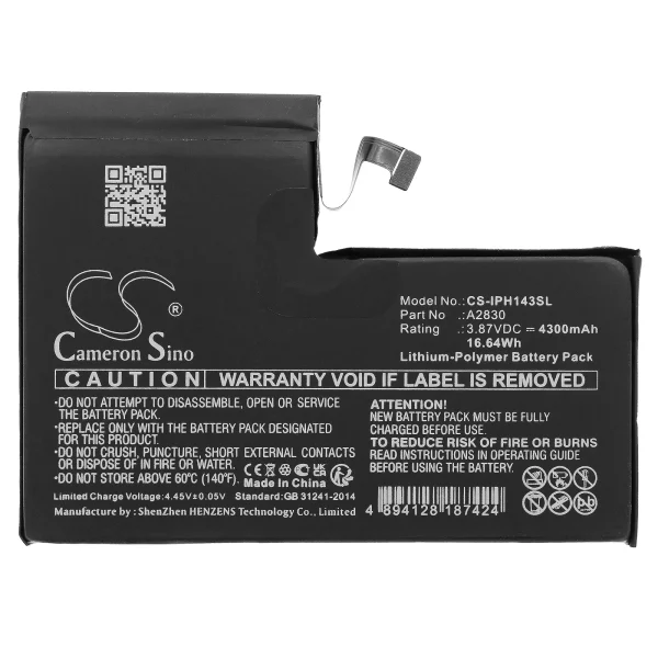 Apple iPhone 14 Pro Max Series Replacement Battery 4300mAh / 16.64Wh