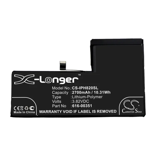 Apple iPhone X, MQA52LL/A, MQA62LL/A, MQA82LL/A, MQA92LL/A Series Replacement Battery 2700mAh / 10.31Wh