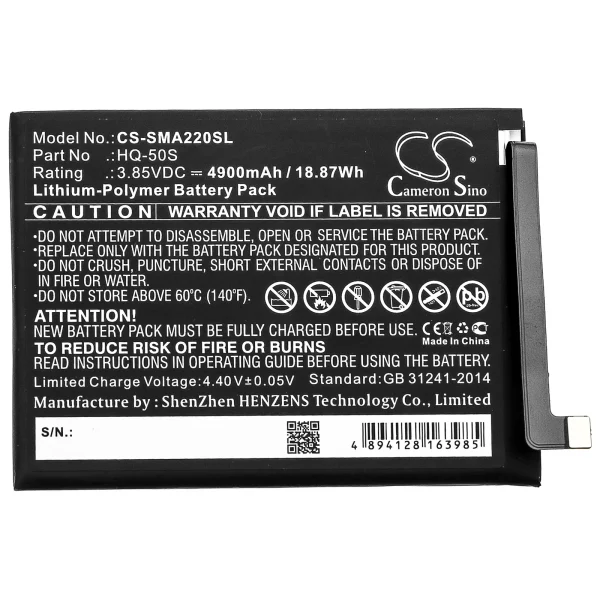 Samsung Galaxy A02, Galaxy A02 2021, SM-A022F, SM-A022F/DS, SM-A022G/DS Series Replacement Battery 4900mAh / 18.87Wh