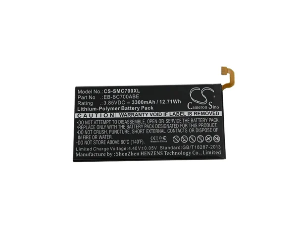 Samsung Galaxy C7, Galaxy C7 Duos, Galaxy C7 Pro Duos, Galaxy C7 Pro Duos TD-LTE, SM-C7000 Series Replacement Battery 3300mAh / 12.71Wh