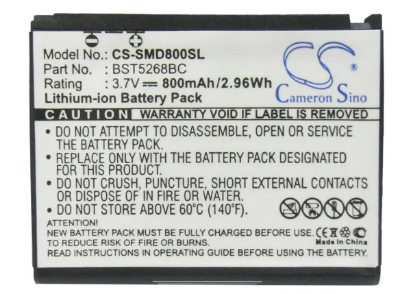 Samsung SGH-D808 Series Replacement Battery 800mAh