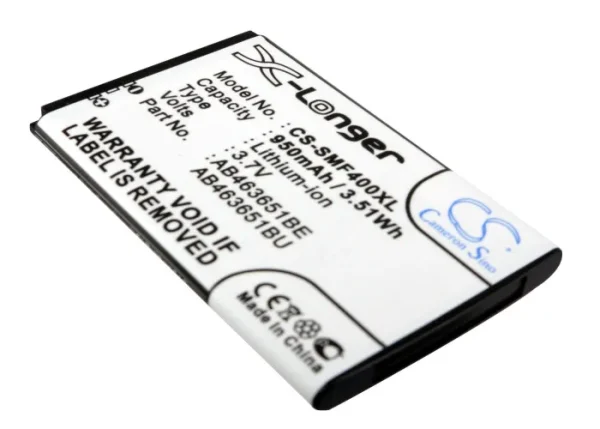 Samsung Blade, Chat 322, Genio Qwerty, GH-J800, Glamour S7070 Series Replacement Battery 950mAh / 3.52Wh - Image 2