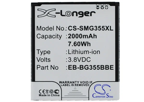 Samsung Galaxy Core 2, Galaxy Core Lite, SM-G355, SM-G355H, Series Replacement Battery 2000mAh / 7.60Wh