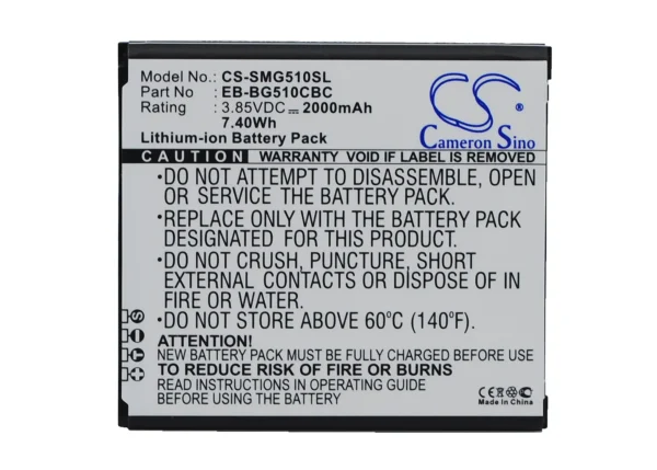 Samsung Galaxy Core Max, Galaxy Core Max Duos, SM-G5108, SM-G5108Q, SM-G5109 Series Replacement Battery 2000mAh / 7.60Wh