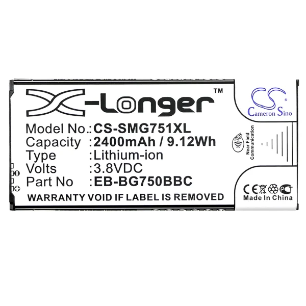 Samsung Galaxy Mega 2, Galaxy Mega 2 Duos, Galaxy Mega 2 LTE, SM-G750, SM-G7508 Series Replacement Battery 2400mAh / 9.12Wh