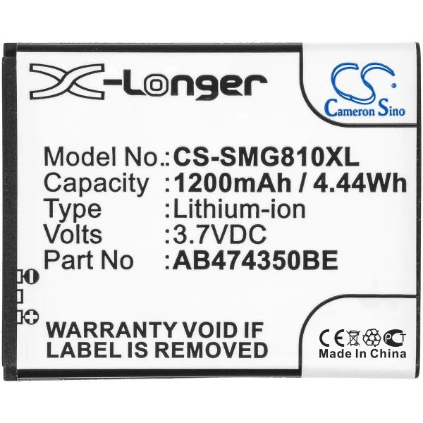 Samsung B5722 Duos, BT-B7732, Galaxy 5, Galaxy Europa, Galaxy Player 5.8 Series Replacement Battery 1200mAh / 4.44Wh