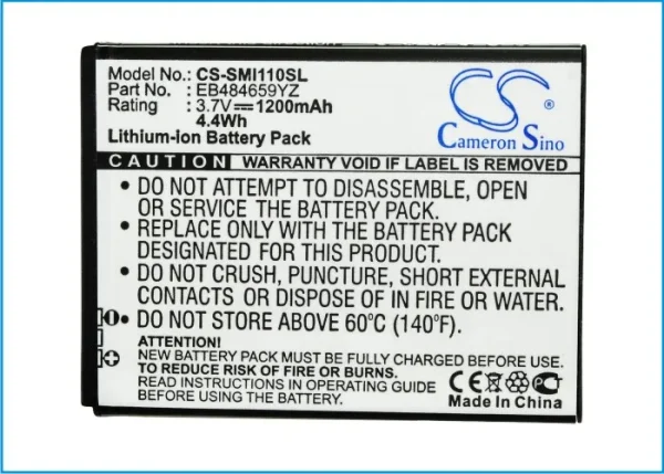 Samsung Galaxy Proclaim S720, Galaxy S i500, Illusion, Illusion i110, SCH-i110 Series Replacement Battery 1200mAh/4.44Wh