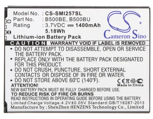 Samsung Galaxy S4 Mini, Galaxy S4 Mini Duos, Galaxy S4 Mini LTE, GT-I9190, GT-I9192 Series Replacement Battery 1400mAh/5.18Wh