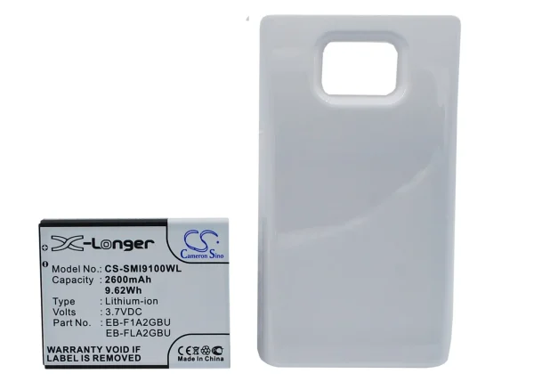 Samsung Galaxy S II, Galaxy S2, GT-I9100 Series Replacement Battery 2600mAh/9.62Wh