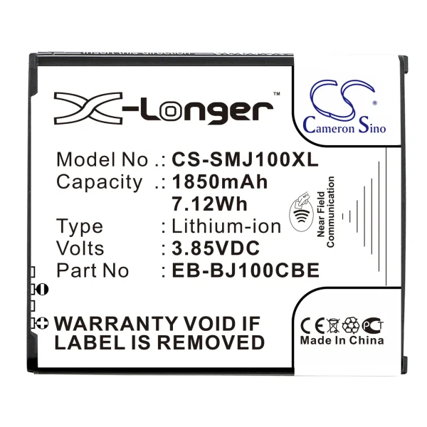 Samsung Galaxy J1, Galaxy J1 4G, Galaxy J1 Duos, SM-J100D, SM-J100DS Series Replacement Battery 1850mAh / 7.12Wh